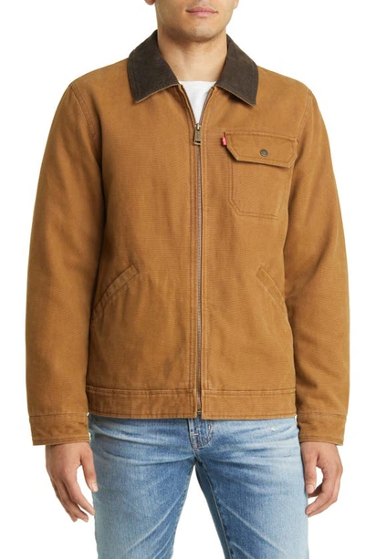 Levi's Corduroy Collar Workwear Jacket In Worker Brown