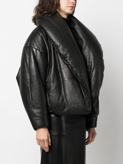 Shop Saint Laurent Logo-debossed Oversized Leather Jacket In Schwarz