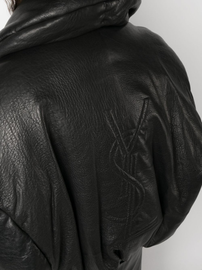 Shop Saint Laurent Logo-debossed Oversized Leather Jacket In Schwarz