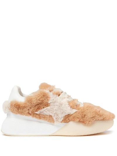 Shop Stella Mccartney Loop Fleece-texture Sneakers In Neutrals