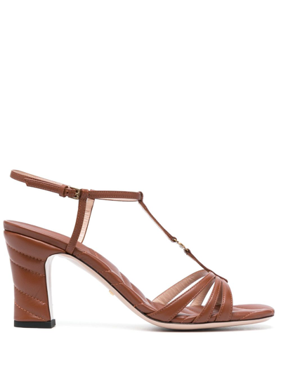 Shop Gucci 75mm Double G Strappy Sandals In Brown
