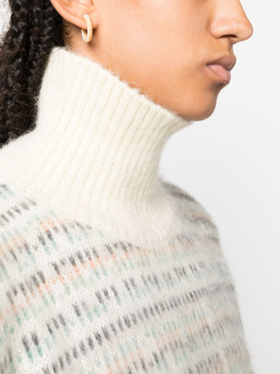 Shop Alysi Patterned Intarsia-knit High-neck Jumper In Nude