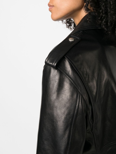 Palm Angels Zip-up Leather Jacket In Schwarz
