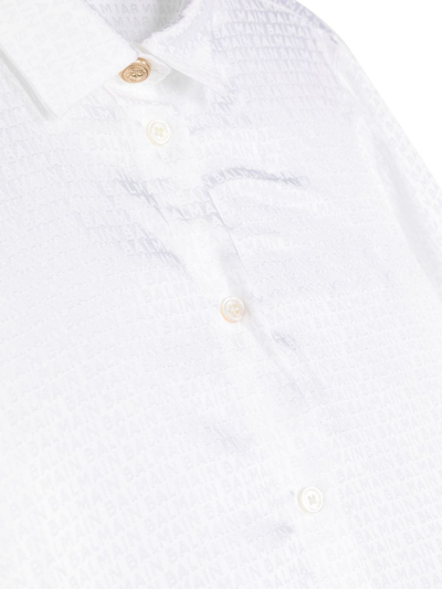 Shop Balmain Logo-jacquard Shirt In White