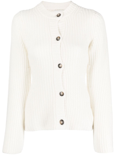 Shop Loulou Studio Chunky Ribbed Cashmere Cardigan In Nude