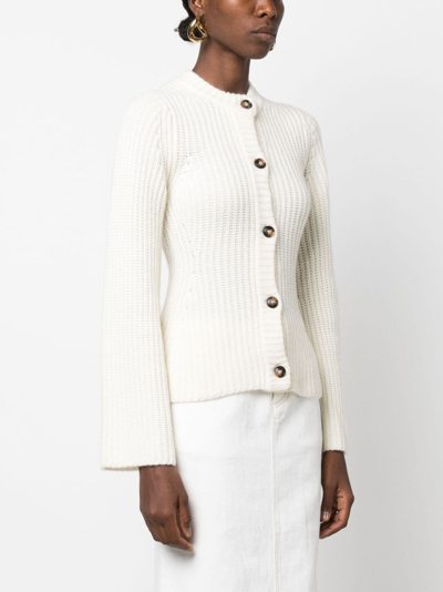 Shop Loulou Studio Chunky Ribbed Cashmere Cardigan In Nude