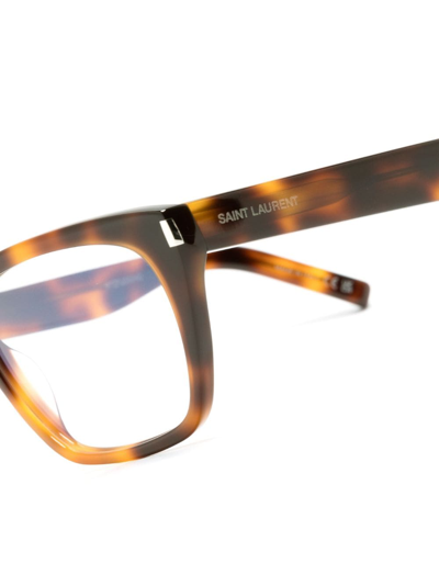 Shop Saint Laurent Tortoiseshell-effect Square-frame Glasses In Brown