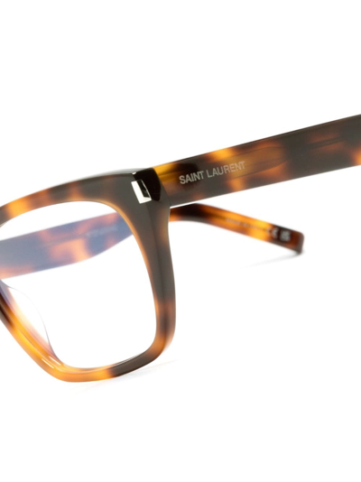 Saint Laurent Eckige Brille In Schildpattoptik In Brown