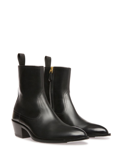 Bally Black Leather Ankle Booties In Black