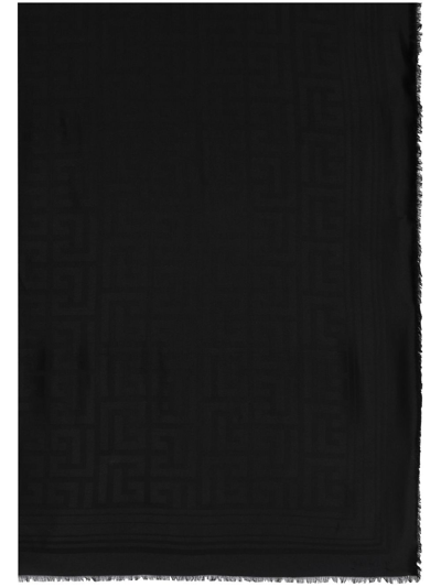 Shop Balmain Monogram Jacquard Foulard In Black