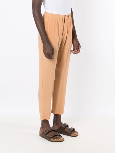 Shop Handred Cropped Tapered Silk Trousers In Orange