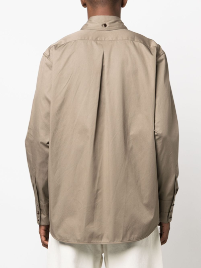 Shop Lemaire Long-sleeve Cotton Shirt In Nude