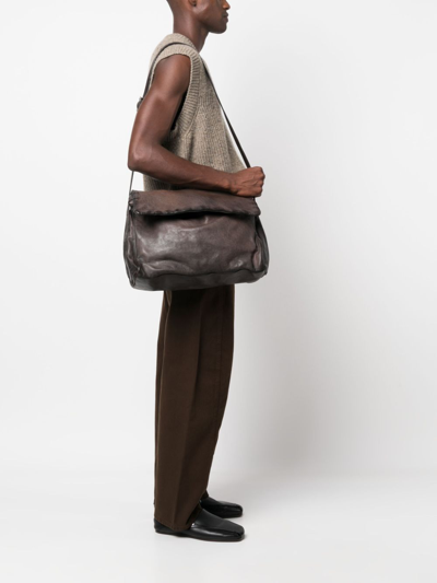 Shop Numero 10 Edmonton Buf Leather Shoulder Bag In Brown