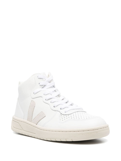 Shop Veja V-15 High-top Sneakers In Weiss