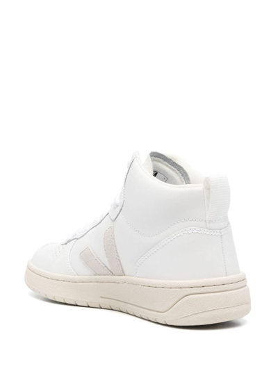 Shop Veja V-15 High-top Sneakers In Weiss
