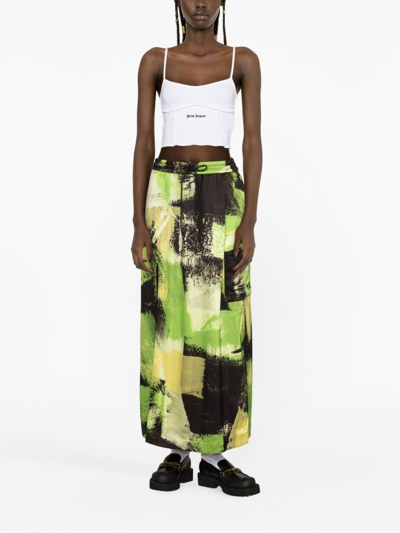 Palm Angels Logo-embroidered Crop Top In Weiss