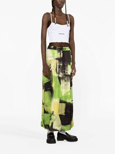 Palm Angels Logo-embroidered Crop Top In Weiss