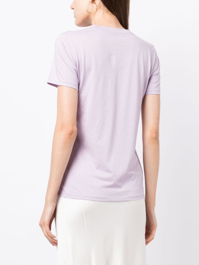 Shop Vince Round-neck Cotton T-shirt In Violett
