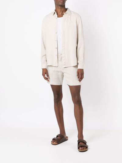 Shop Handred Linen Tailored Shorts In Neutrals