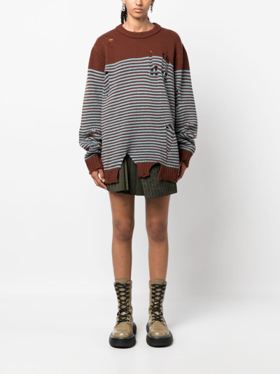 Shop Charles Jeffrey Loverboy Distressed Striped Jumper In Blue