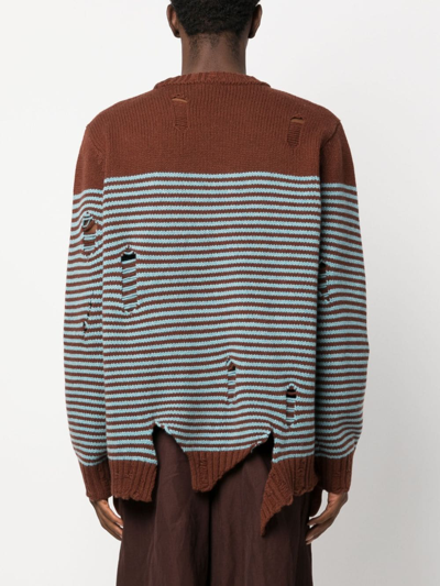 Shop Charles Jeffrey Loverboy Distressed Striped Jumper In Blue