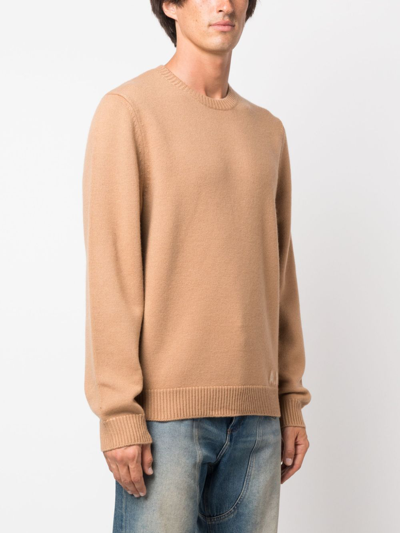 Shop Apc Edward Logo-intarsia Wool Jumper In Brown