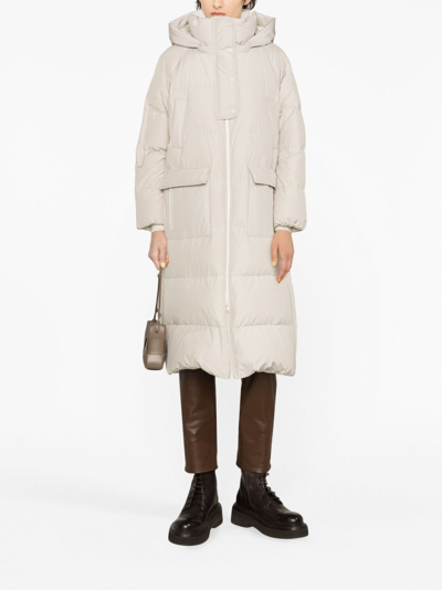 Brunello Cucinelli Long Puffer Coat In Grau