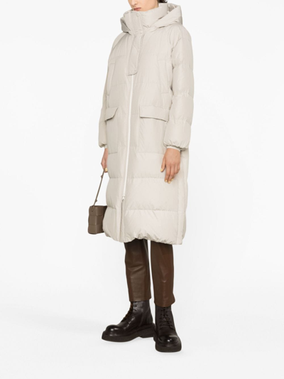 Brunello Cucinelli Long Puffer Coat In Grau