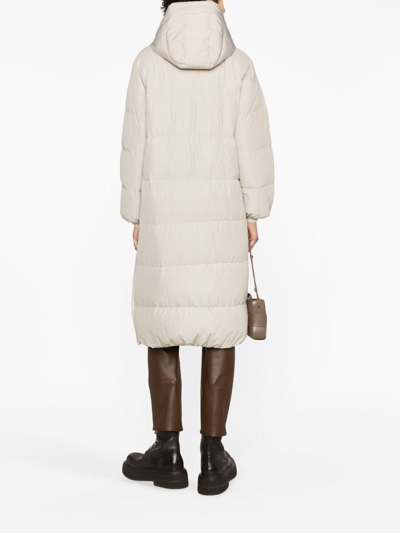 Brunello Cucinelli Long Puffer Coat In Grau