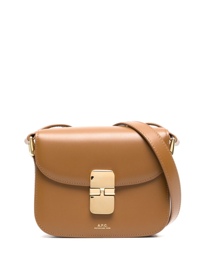 Shop Apc Grace Leather Crossbody Bag In Braun