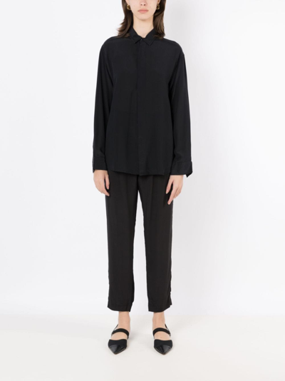 Handred Lockere Bundfaltenhose Aus Seide In Black
