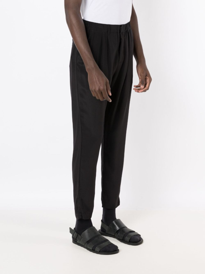 Shop Handred Pleated Silk Loose-fit Trousers In Black