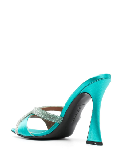 Shop D’accori Lust 100mm Crystal-strap Mules In Blau