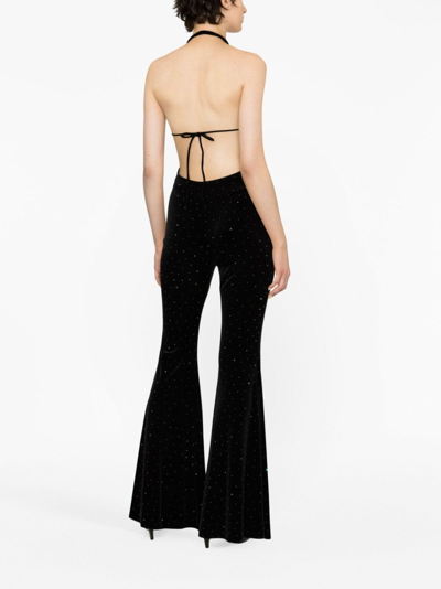 Shop Alexandre Vauthier Crystal-embellished Velvet Jumpsuit In Black