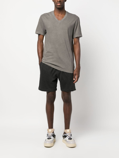 Shop James Perse Mélange-effect Cotton Track Shorts In Schwarz