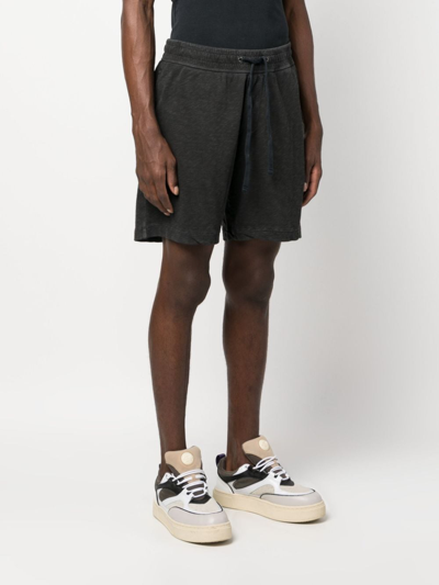 James Perse Mélange-effect Cotton Track Shorts In Schwarz