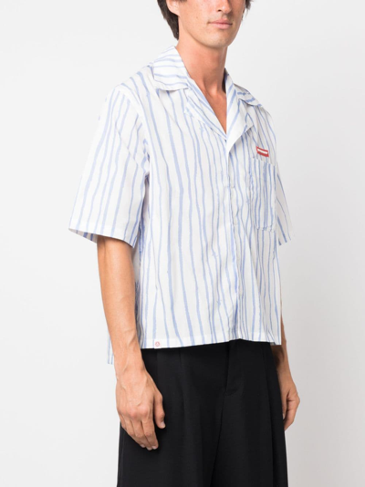 Shop Charles Jeffrey Loverboy Vertical Stripped Organic-cotton Shirt In White