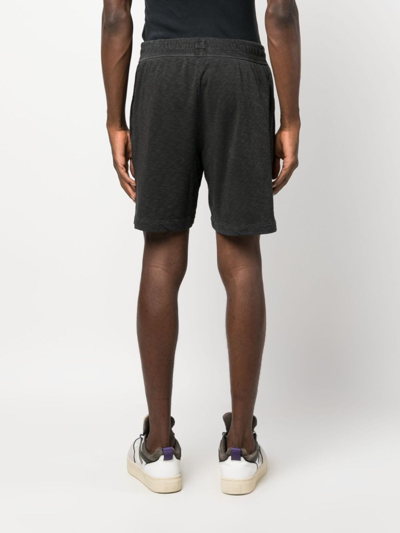 James Perse Mélange-effect Cotton Track Shorts In Schwarz