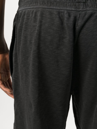 James Perse Mélange-effect Cotton Track Shorts In Schwarz
