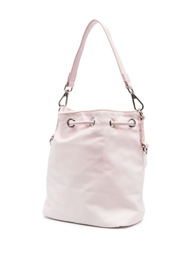 Shop Msgm Logo-print Drawstring Bucket Bag In Rosa