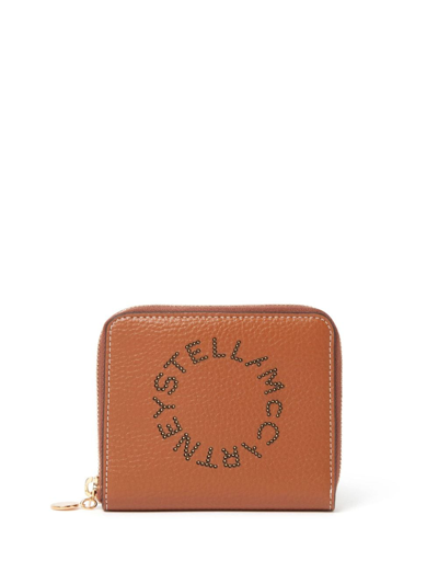 Shop Stella Mccartney Studded-logo Detail Wallet In Braun