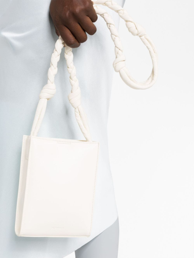 Shop Jil Sander Small Tangle Leather Shoulder Bag In White