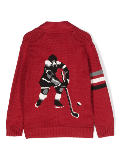 Il Gufo Intarsia-knit Cardigan In Rot