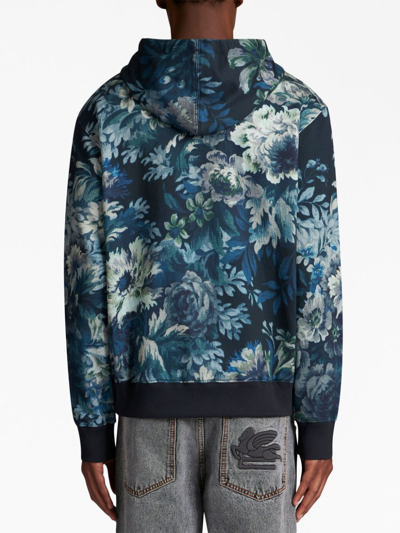 Shop Etro Floral-print Jersey Hoodie In Mehrfarbig