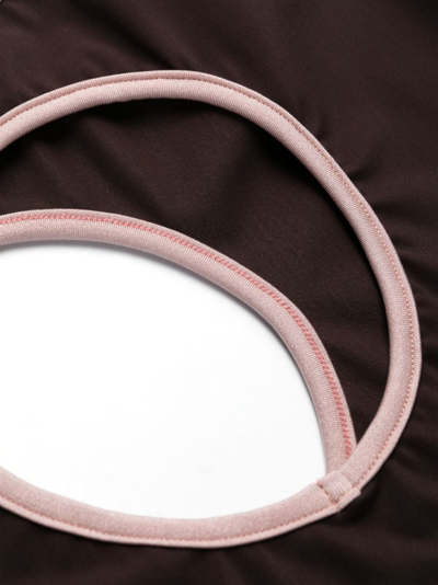 Palm Angels Logo One Piece Swimsuit In Braun