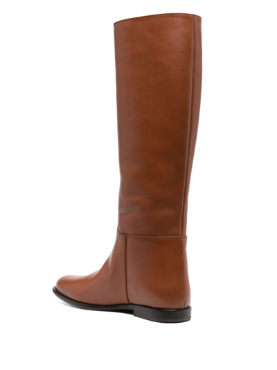 Etro Brown Riding Boots With Logo In Braun
