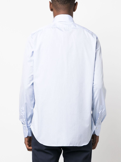 Shop Finamore 1925 Napoli Long-sleeve Cotton Shirt In Blau