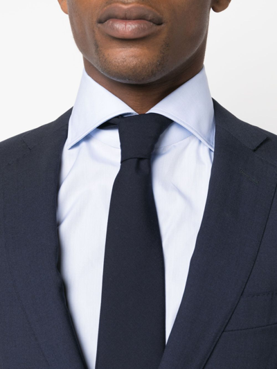 Finamore 1925 Napoli Long-sleeve Cotton Shirt In Blau