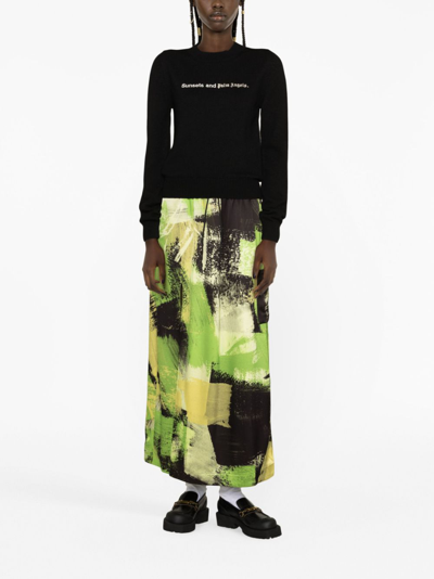 Palm Angels Sunsets-embroidered Merino-blend Jumper In Black