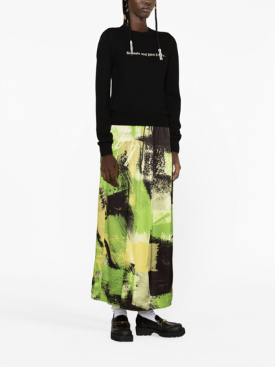 Palm Angels Sunsets-embroidered Merino-blend Jumper In Black
